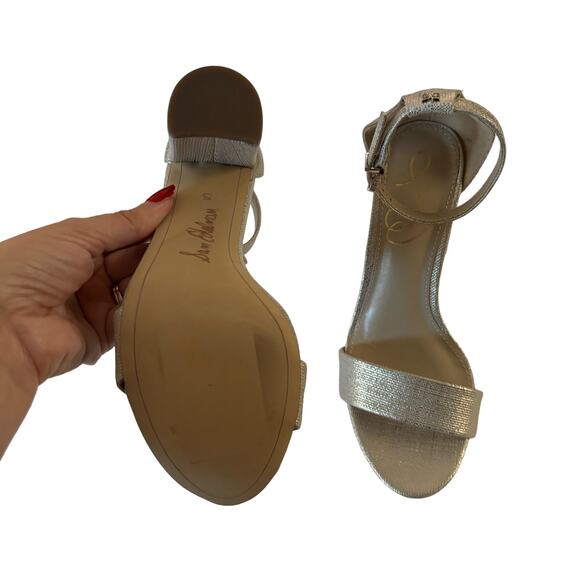 Sam Edelman Yaro Jute Gold Metallic Ankle Strap Heel Sandals Size 5 - Picture 8 of 8